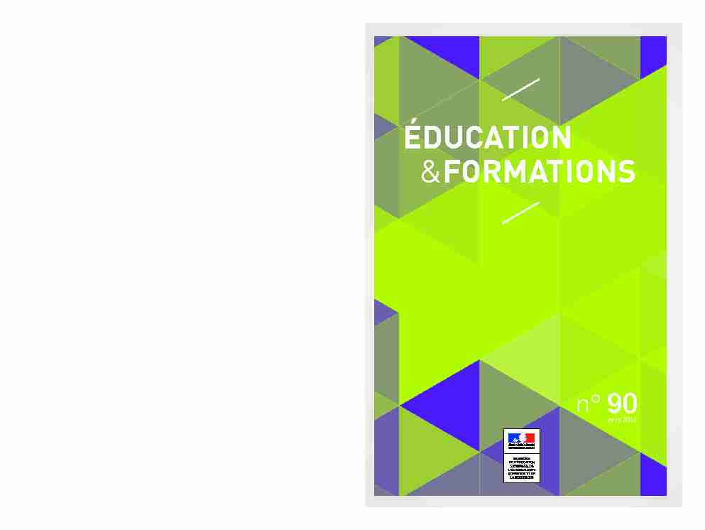 Éducation et formations n° 90 - avril 2016