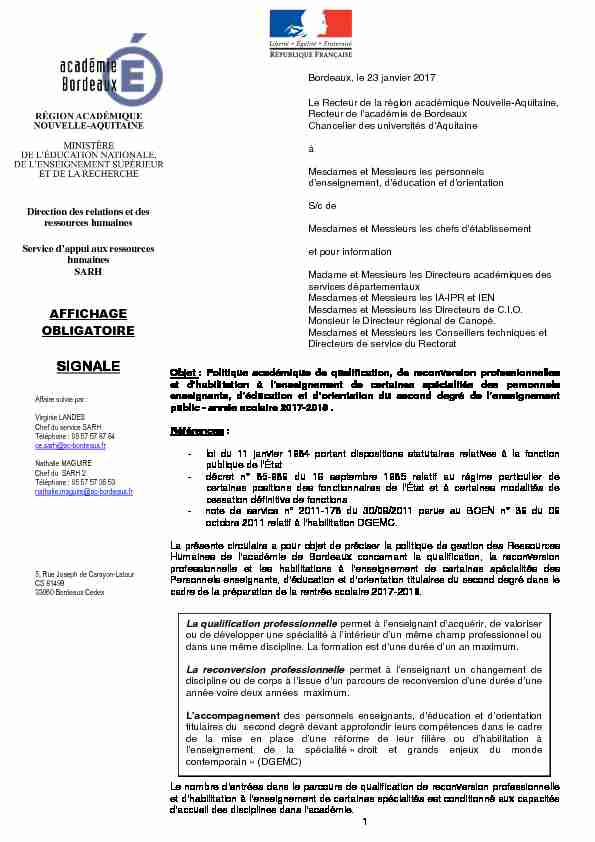 [PDF] Circulaire reconversion R 2017-2018 - Syndicat Enseignant