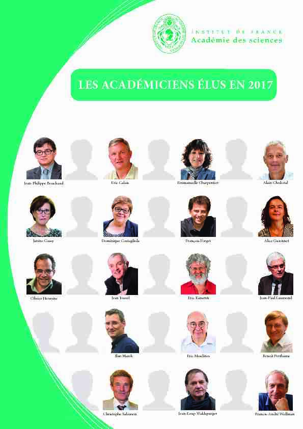 [PDF] Les académiciens élus en 2017 - Académie des sciences