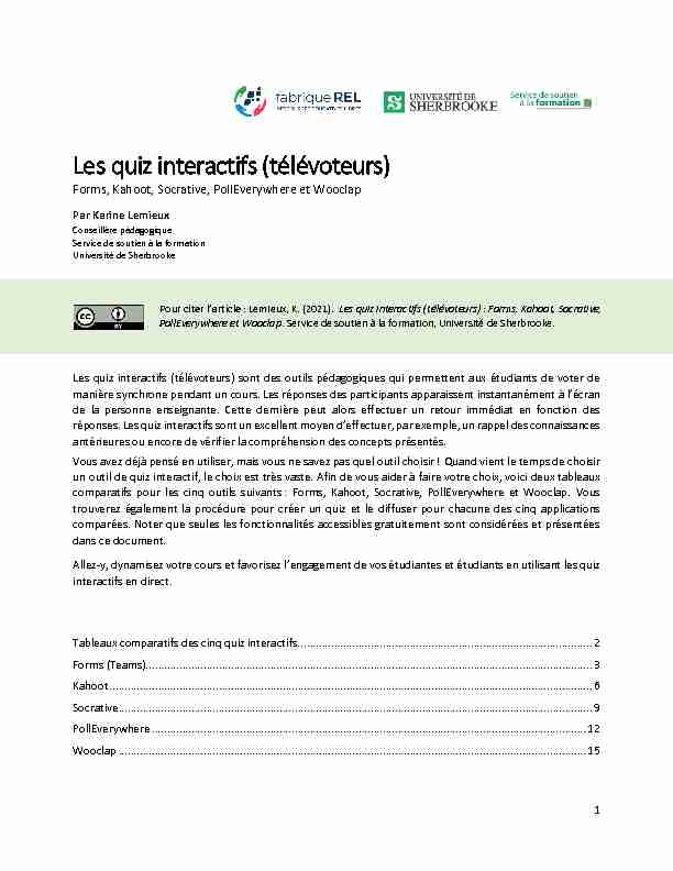 [PDF] Les quiz interactifs (télévoteurs) - Fabrique REL