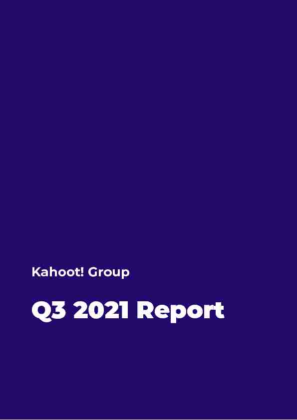 Kahoot! Group - Q3 2021 Report