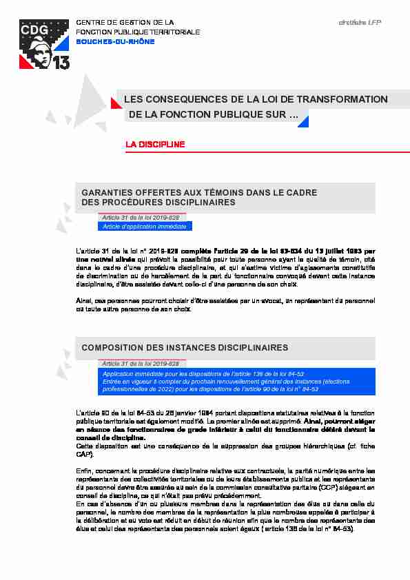 [PDF] La discipline - LES CONSEQUENCES DE LA LOI DE