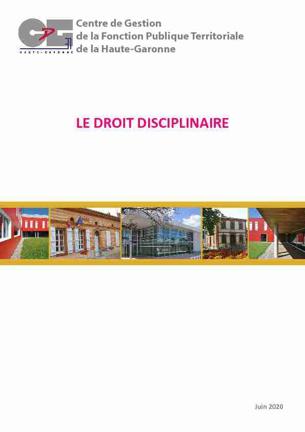 [PDF] LE DROIT DISCIPLINAIRE - CDG31