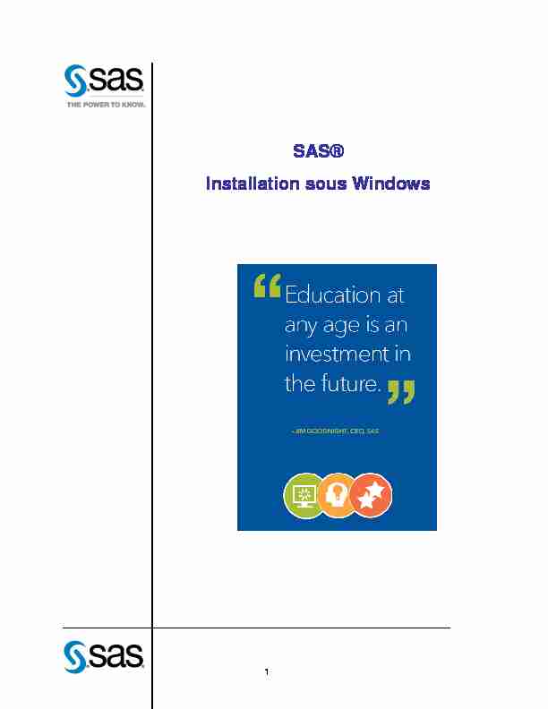 SAS® Installation sous Windows