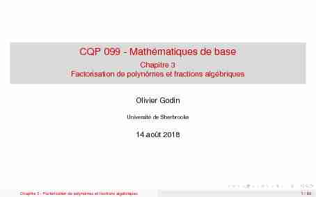 CQP 099 - Mathématiques de base - Chapitre 3 Factorisation de