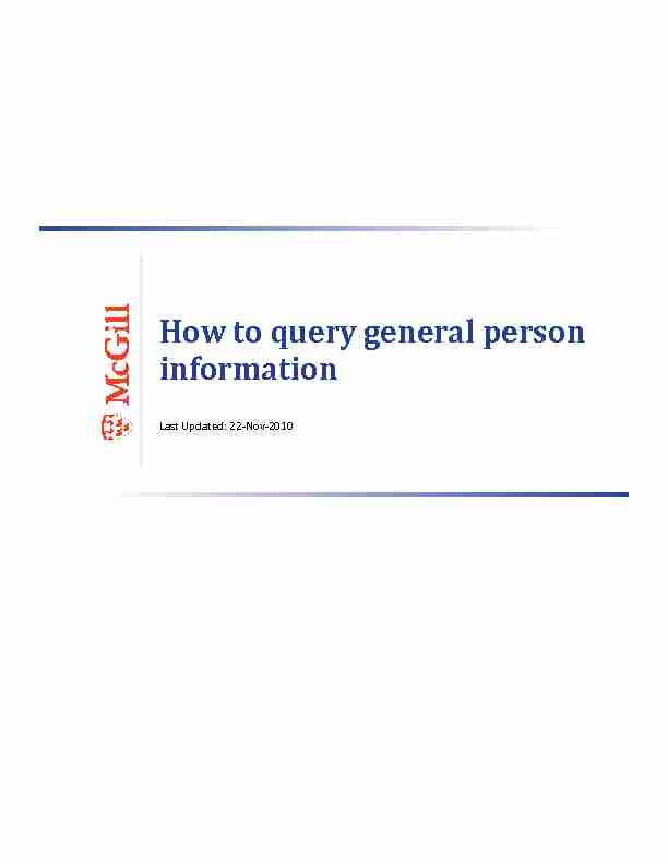 How to query general person information