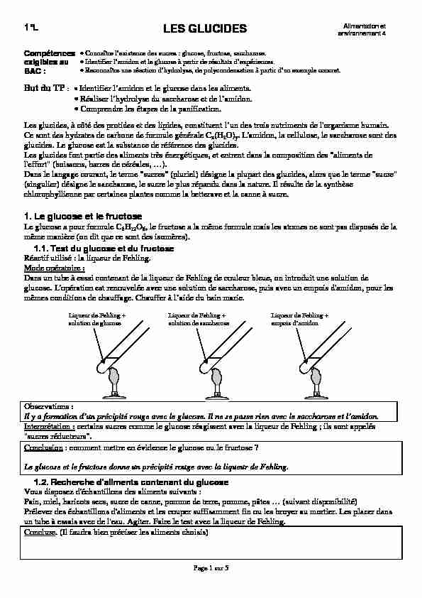 [PDF] 1 L A 04 Les glucides B version prof
