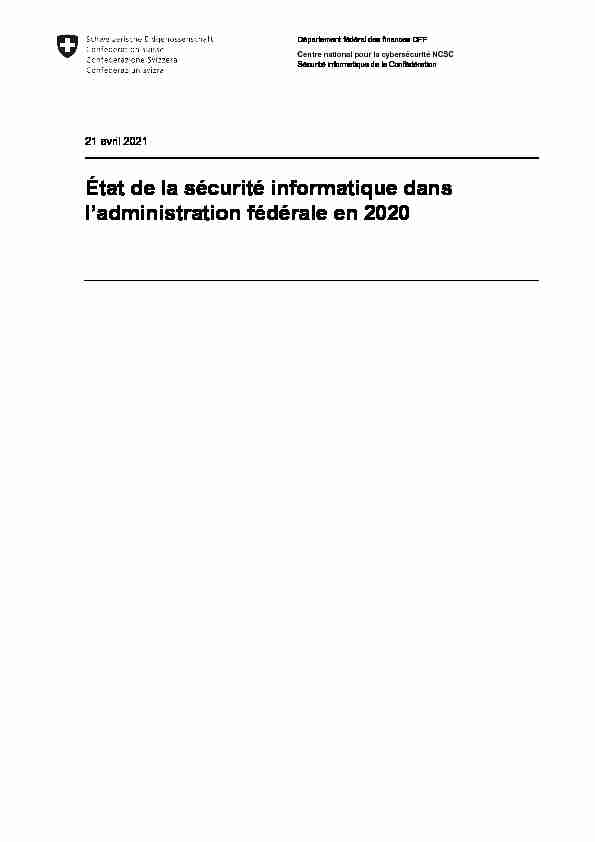 État de la sécurité informatique dans ladministration fédérale en 2020