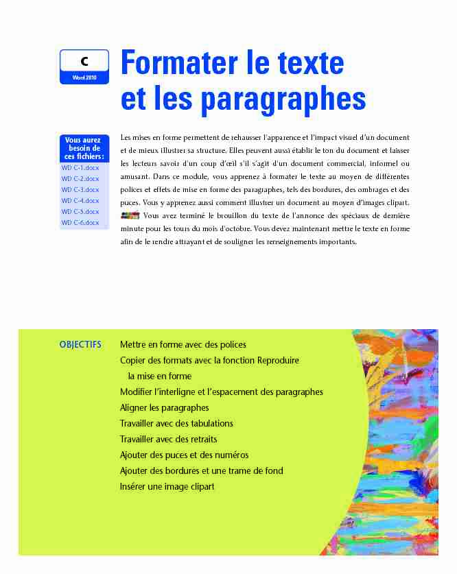 [PDF] Formater le texte et les paragraphes