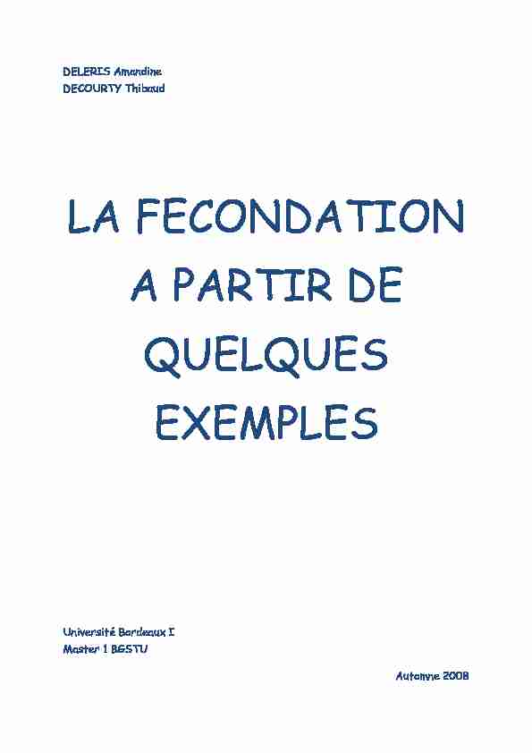 [PDF] LA FECONDATION A PARTIR DE QUELQUES EXEMPLES
