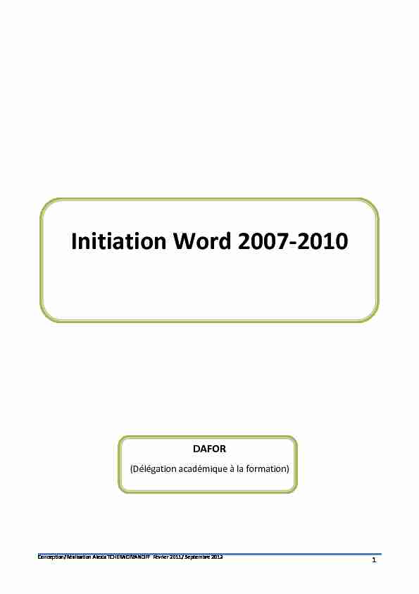 [PDF] Initiation Word 2007-2010 - Orientation insertion