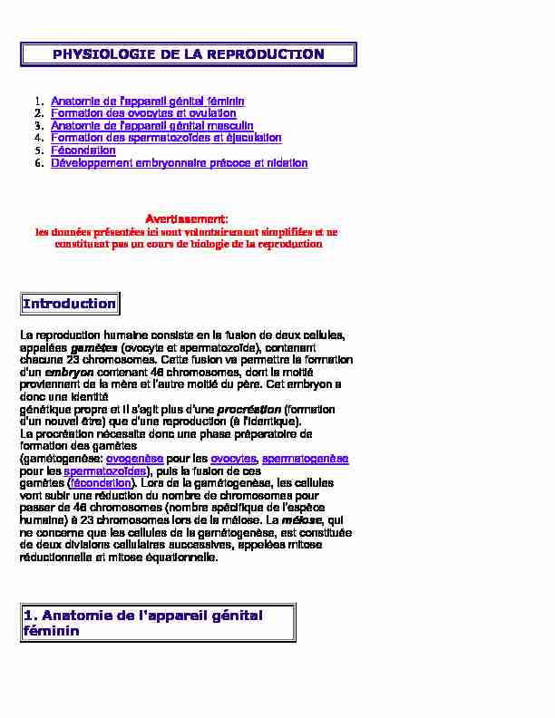 [PDF] PHYSIOLOGIE DE LA REPRODUCTION
