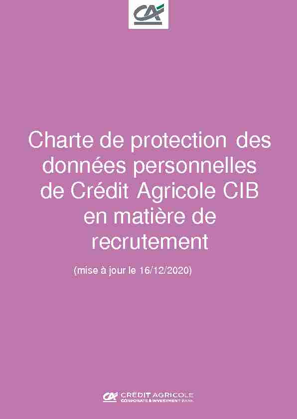 [PDF] Charte de protection des données personnelles de Crédit Agricole