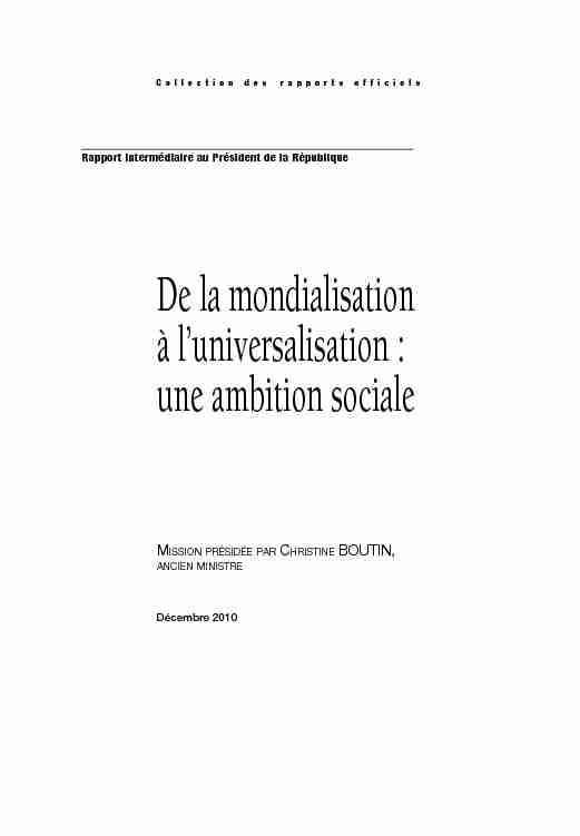 De la mondialisation à luniversalisation : une ambition sociale