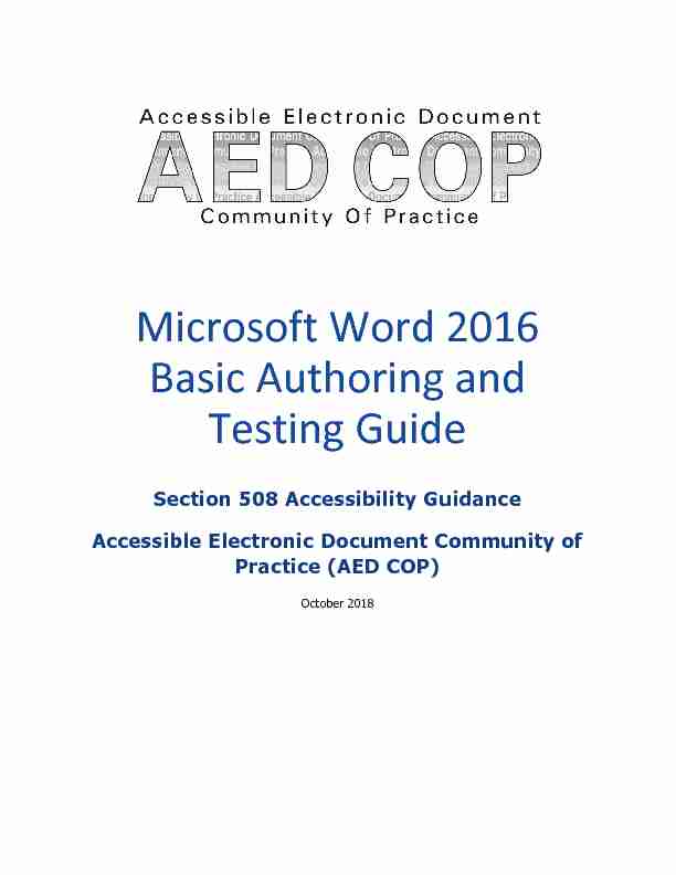 Microsoft Word 2016 Basic Authoring and Testing Guide