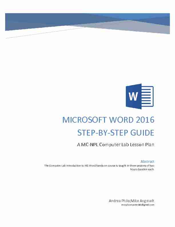 [PDF] Microsoft Word 2016 Step-by-Step Guide