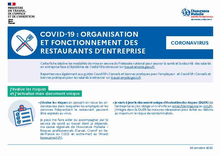 [PDF] Restaurants dentreprise - Ministère du Travail