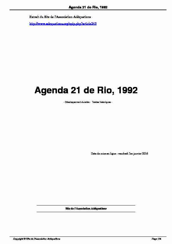 Agenda 21 de Rio 1992
