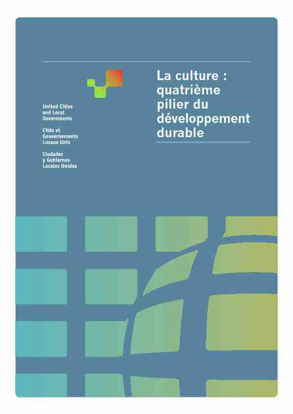 La culture : quatrième pilier du développement durable