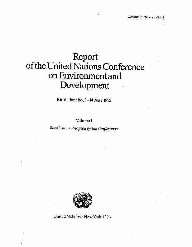 Report ofthe UnitedNations Conference on Environment and