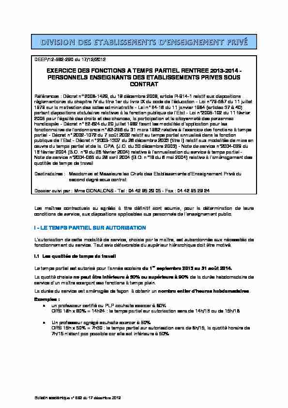 [PDF] Division des Etablissements dEnseignement Privé - Le Bulletin