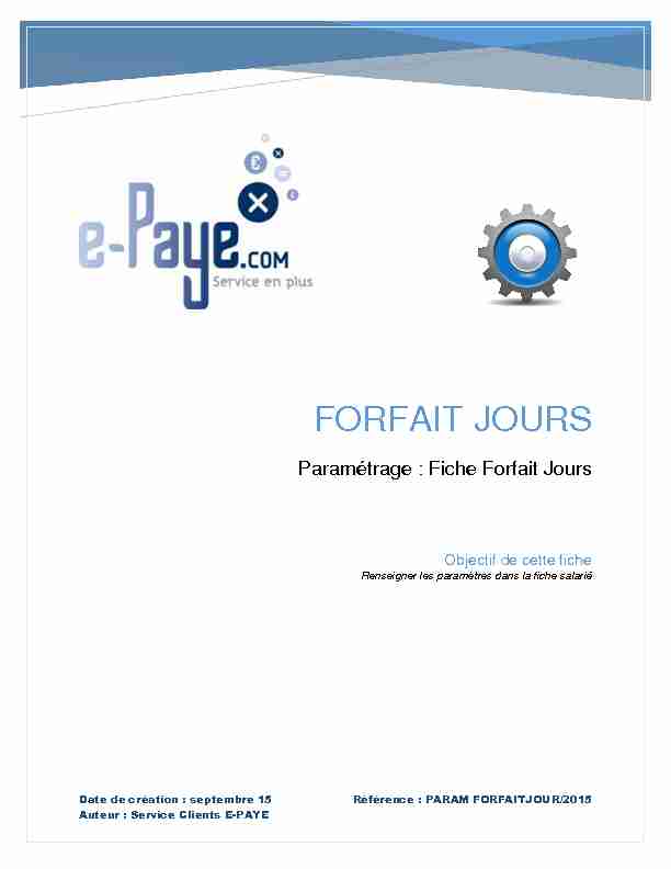 [PDF] Fiche Forfait Jours - E Paye