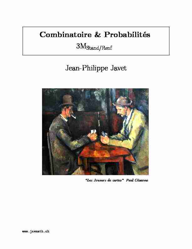Combinatoire & Probabilités 3MStand/Renf Jean-Philippe Javet