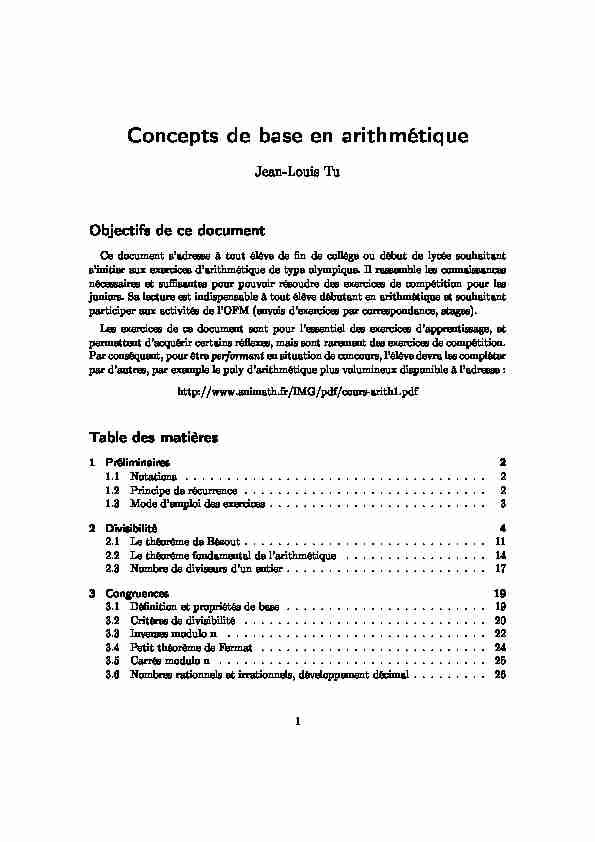 [PDF] Concepts de base en arithmétique