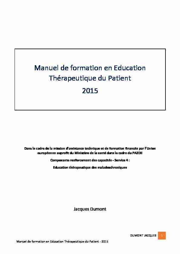 [PDF] Manuel de formation en Education Thérapeutique du Patient 2015