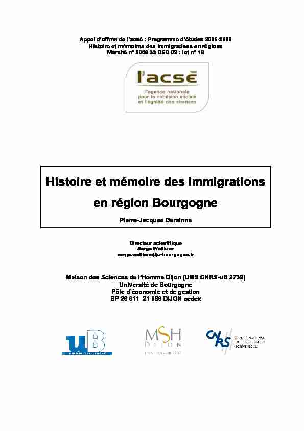 Histoire et mémoire des immigrations en région Bourgogne