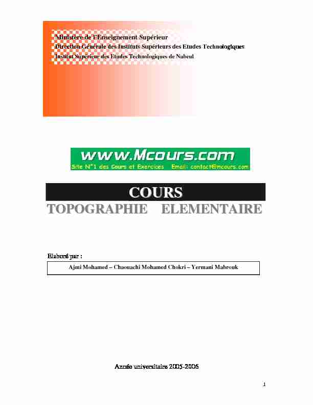 [PDF] cours topographie elementaire - Cours, tutoriaux et travaux pratiques