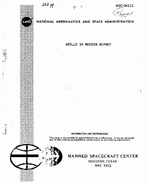 APOLLO 14 MISSION REPORT MAY 1971