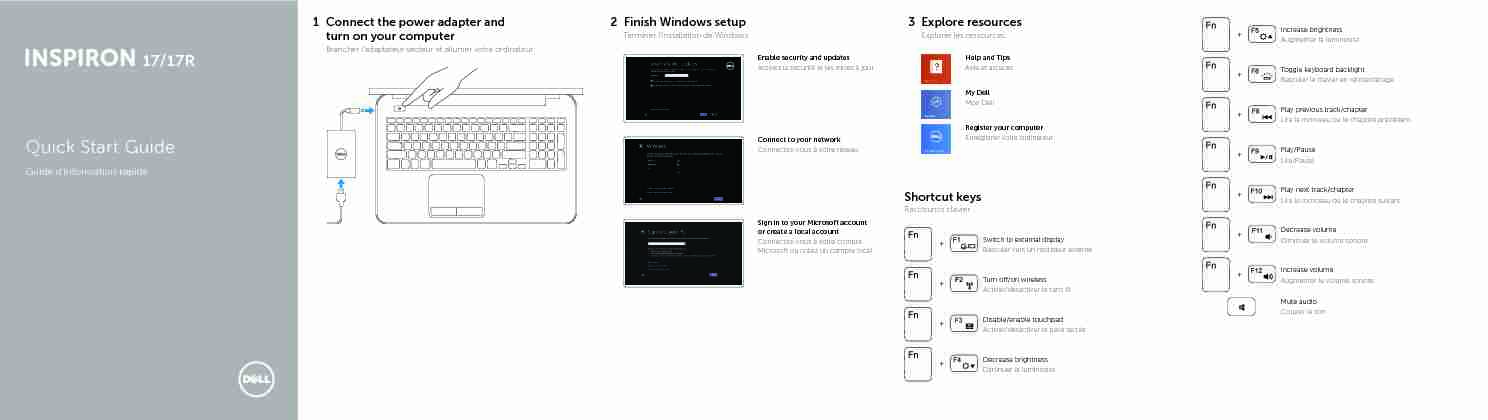 Inspiron 17 3737 Quick Start Guide - Windows 8