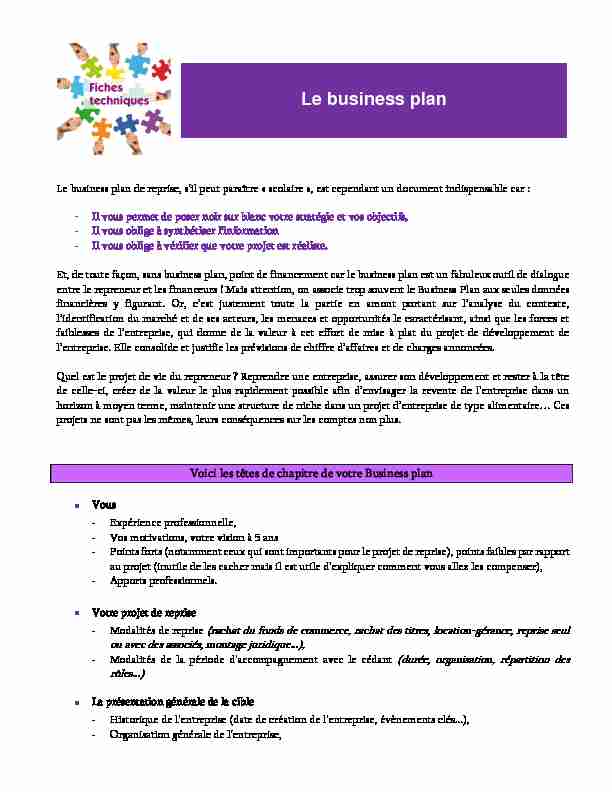 [PDF] Le business plan - Bpifrance Création