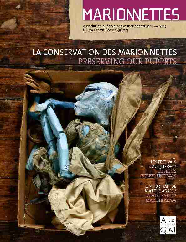 [PDF] La conservation des marionnettes - Association québécoise des