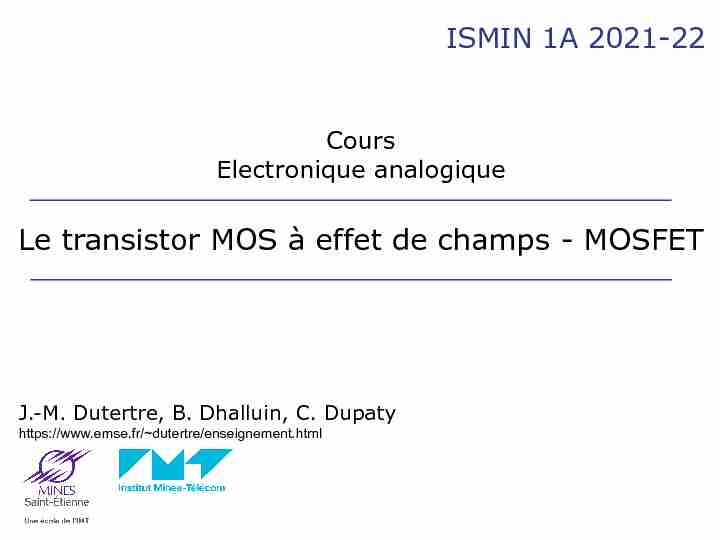 Le transistor MOS à effet de champs - MOSFET