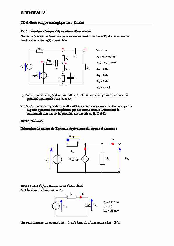 [PDF] TD délectronique analogique 1A : Diodes Ex 1 - EST de Fes