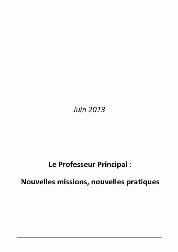 [PDF] Le Professeur Principal : Nouvelles missions, nouvelles pratiques