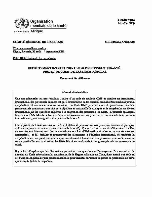 [PDF] RECRUTEMENT INTERNATIONAL DES PERSONNELS DE SANTÉ