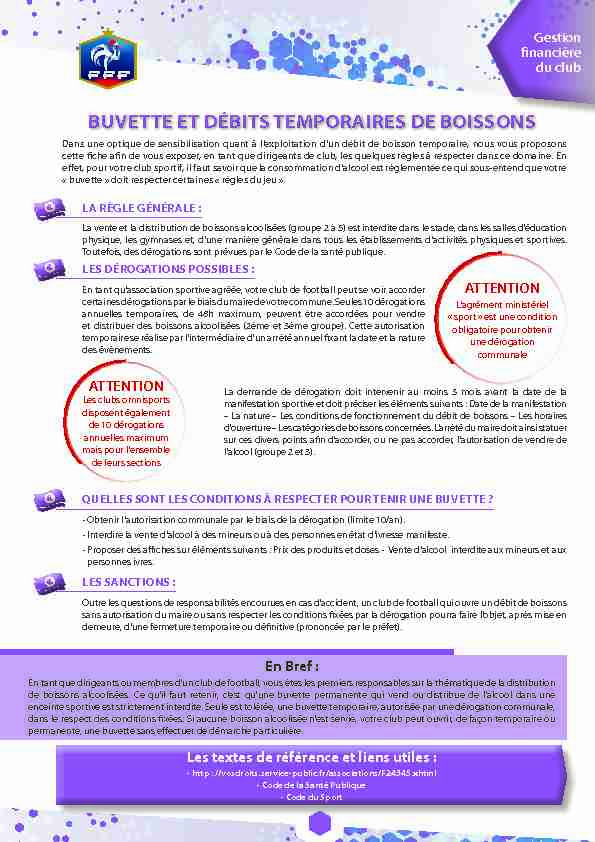 [PDF] BUVETTE ET DéBITS TEMPORAIRES DE BOISSONS