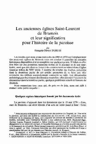 Les anciennes églises Saint-Laurent de Bramois et leur signification