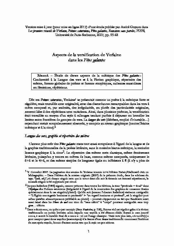 [PDF] Aspects de la versification de Verlaine dans les Fêtes galantes