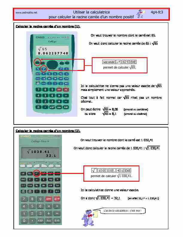 [PDF] racine carré et calculatrice