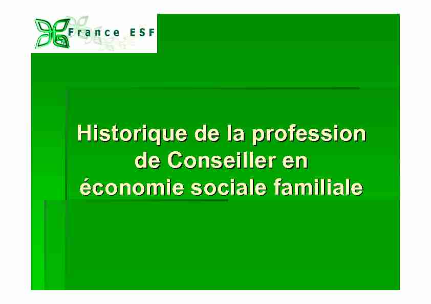Historique de la profession de Conseiller en économie sociale