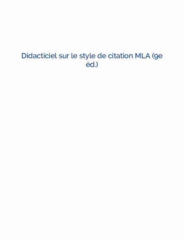 [PDF] Didacticiel sur le style de citation MLA (9e éd)
