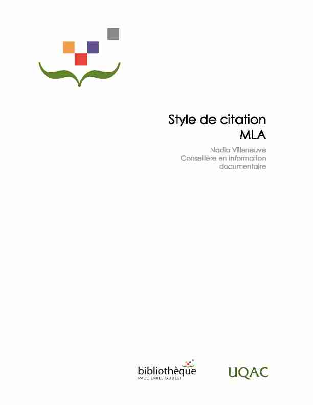 [PDF] Style de citation MLA - WordPresscom