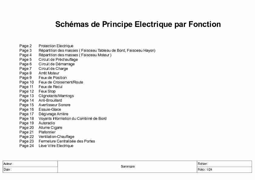 Schémas de Principe Electrique par Fonction