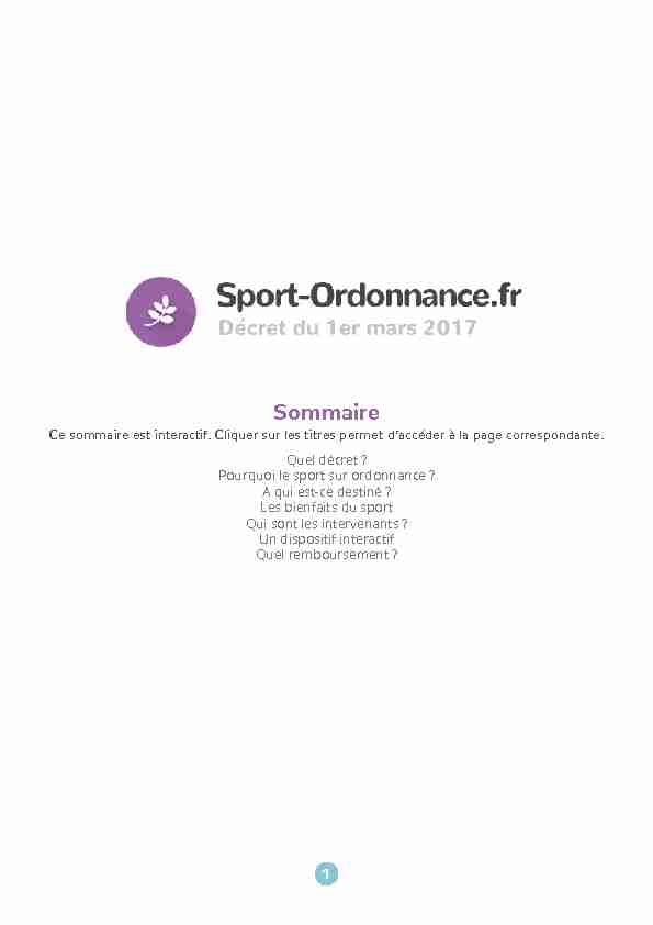 [PDF] Sommaire - Le Sport Sur Ordonnance