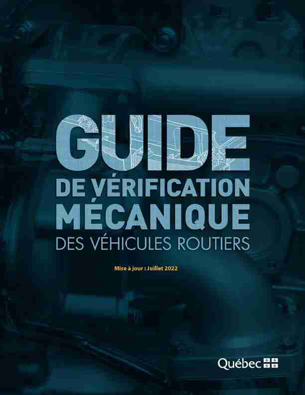 Guide de vérification mécanique des véhicules routiers