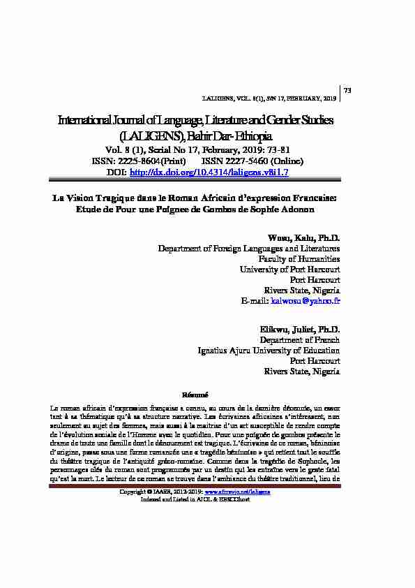 International Journal of Language Literature and Gender Studies